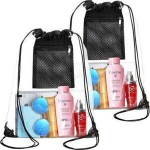 2-Pack Clear Drawstring Bag - Waterproof, Security Approved for Events